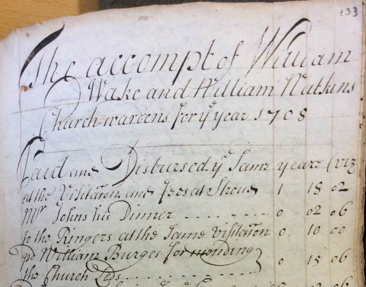 Churchwarden's accounts, 1708